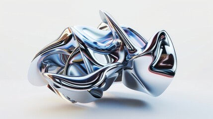 Wall Mural - 3d render of abstract art with surreal 3d organic ball in curve wavy smooth and soft bio forms in ma