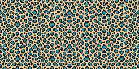 Symmetrical leopard print pattern on beige fabric