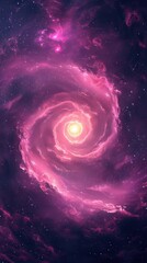 Wall Mural - Purple spiral galaxy with stars and a bright light, vertical background