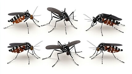 Poster - Different Species of Mosquitoes Displayed on a Neutral Background Generative AI