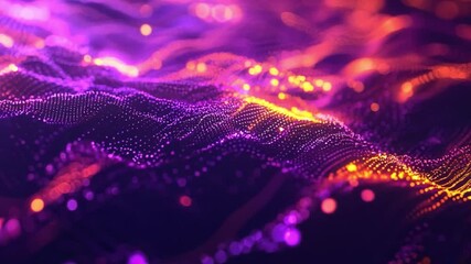 Fototapete - Colorful abstract visualization of digital waves displaying vibrant purple and orange patterns in a dynamic motion