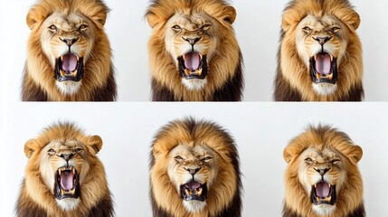 Poster - Roaring Lions Displaying Fierce Expressions in Captivating Portraits Generative AI