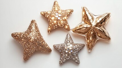 Poster - Shiny Decorative Stars Captured in a Bright and Elegant Display Generative AI