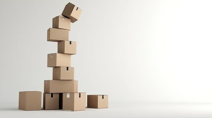 Poster - Stacks of Carton Boxes Arranged Artistically in a Minimalist Setting Generative AI