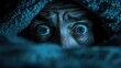 © GenZGraphics - Man experiences a nightmare awakening in terror and staring into the camera with wide eyes The image captures the theme of insomnia and fear