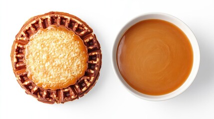 Poster - Delicious Waffles Topped With Rich Caramel Sauce for Breakfast Generative AI