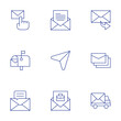 © Blockfine - Mail icons set. Thin Line style, editable stroke. email, forward message, message, hired, mail truck, mailbox, send