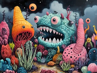 Poster - Surreal Fantasy Creature in a Whimsical Landscape