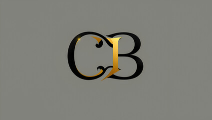 Creative unique elegant CB black and gold color initial based letter icon logo