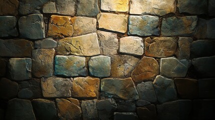 Poster - Detailed Stonework Wall with High Contrast Lighting