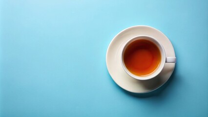 Tea cup on sky blue background