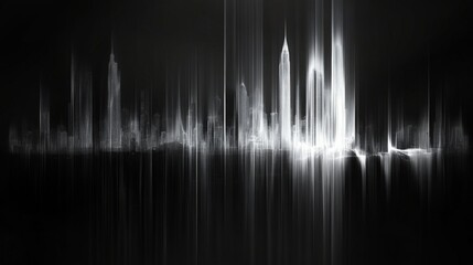 Poster - high contrast city skyline with subtle lighting patterns