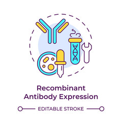 Wall Mural - Recombinant antibody expression multi color concept icon. Production process. Biotechnology. Protein synthesis. Round shape line illustration. Abstract idea. Graphic design. Easy to use in article