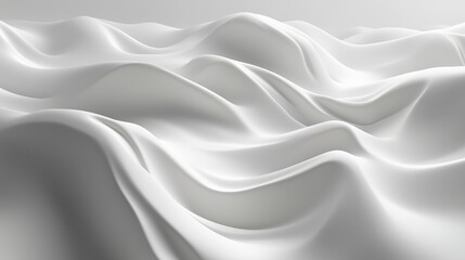 Poster - white background with waves, vector art, smooth lines, 3d render, no shadows, grey color palette, high resolution