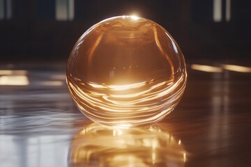 Golden Glass Sphere Reflection: A Minimalist Abstract