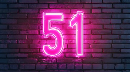 Vintage 51st Birthday Neon Sign on Brick Wall