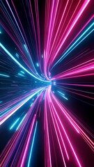 Aufkleber - Neon lights in motion at night, abstract futuristic background. Technology and speed concept