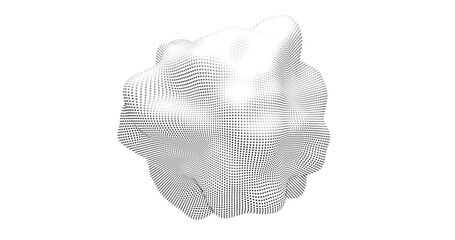 Fototapete - Futuristic Abstract Background. 3d Vector Illustration. Warp surface. Distortion. Fabric. Space surface. sci-fi backdrop. Dots and lines connections. Big data wireframe.