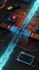 Poster - Exploring a futuristic sci-fi circuit pattern a dive into advanced technology and digital design elements