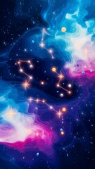Poster - Captivating galaxy print wallpaper with glowing cosmic elements for an astronomical visual experience