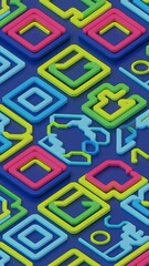 Aufkleber - Vibrant retro geometric pattern design featuring bold shapes and vivid colors in a dynamic arrangement
