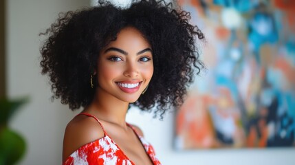 The Smiling Woman with Curly Hair