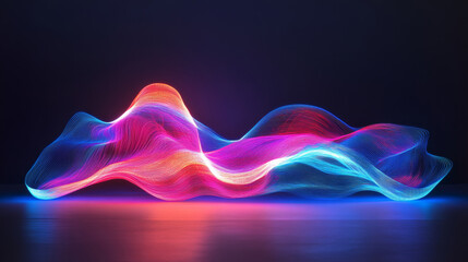 Wall Mural - Illuminated neon flowing waves backdrop with defined space for text addition