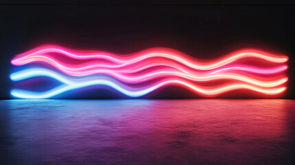 Wall Mural - Illuminated neon flowing waves backdrop with defined space for text addition