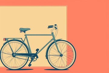 Minimalist illustration featuring a vintage city bicycle leaning against a colorful wall, evoking a sense of urban style and nostalgia