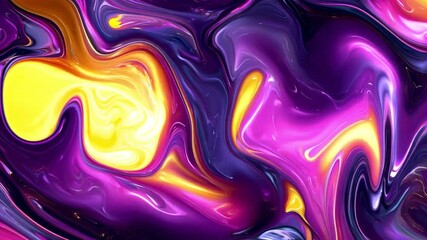 Poster - Colorful abstract art with swirling purple, yellow, and orange patterns created using digital techniques