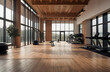 © Guddah - Modern gym interior with wooden floor and gymnastic equipment for exercising