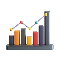 Aufkleber - A 3D render of a colorful bar graph with connecting lines depicting data trends. The design is modern and visually engaging.