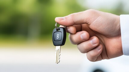 Hand holding car key for transportation access