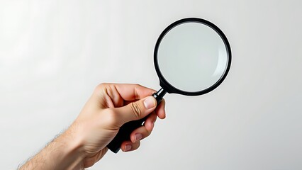 Hand holding magnifying glass