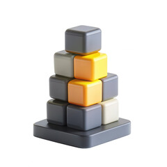 Poster - A stack of colorful cubes in shades of gray, yellow, and white. This design emphasizes modern, minimalist aesthetics with a playful touch.