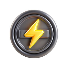 Poster - A 3D rendered stylized lightning bolt icon set against a dark background, showcasing a modern design that emphasizes energy and power.