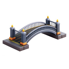 Poster - A stylized 3D render of a bridge featuring decorative elements and a smooth roadway. Ideal for animated projects or digital displays.