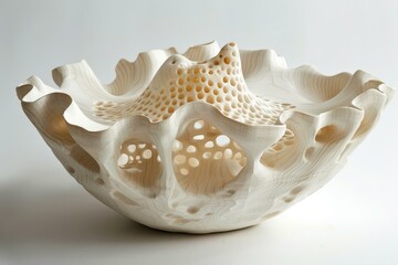 Poster - intricately carved wooden bowl with a unique organic shape, showcasing the beauty of natural materia