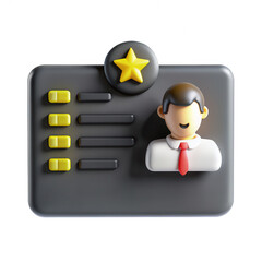 Aufkleber - a modern, stylized character profile icon on a dark background featuring a smiling man with a tie an