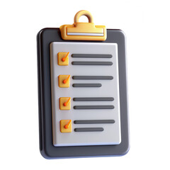 Poster - This is a 3D render of a checklist icon featuring a clipboard with checkboxes, designed using vibrant colors and smooth textures.