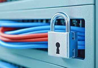 Poster - Concept of data and network protection with padlocks and switches