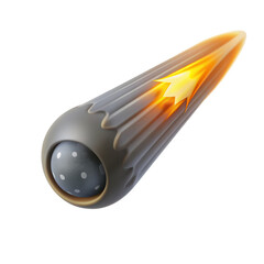 Poster - A stylized meteor icon in shades of gray and orange, showcasing a sleek design with a glowing tail. It embodies cosmic elements in a 3D render.