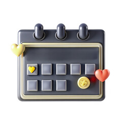 Aufkleber - a modern 3d calendar icon featuring colorful heart shapes and buttons. designed with playful colors,
