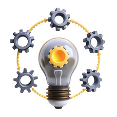 Poster - A creative design featuring a light bulb with gears around it, showcasing innovation and engineering concepts in a tech-inspired style.