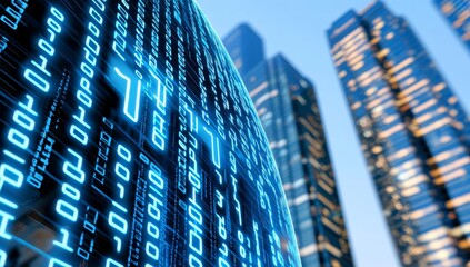Binary code matrix background - 3D rendering of a scientific technology binary code.