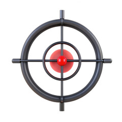 Poster - A 3D render of a black target with a red center, featuring an isolated style suitable for emphasizing focus and precision in visual projects.