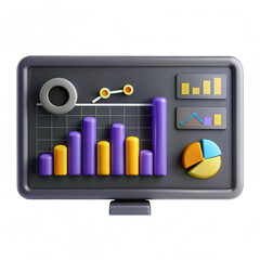 Aufkleber - A colorful isolated chart display featuring bar and pie graphs, rendered in 3D, showcasing various data insights effectively.