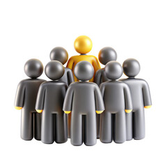Poster - This image shows a group of abstract human figures with one yellow figure highlighted, symbolizing diversity and individuality.