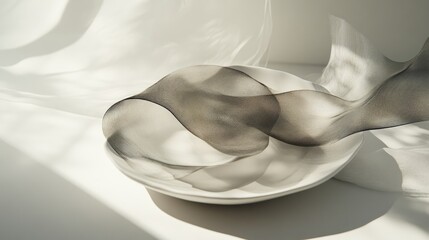 Poster - Surreal Abstract Plates with Subtle Shadows in an Ethereal and Dreamlike Style