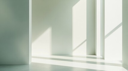 Poster - Abstract light background with soft shadows a minimalist interior featuring ample copy space ideal for a creative studio backdrop project